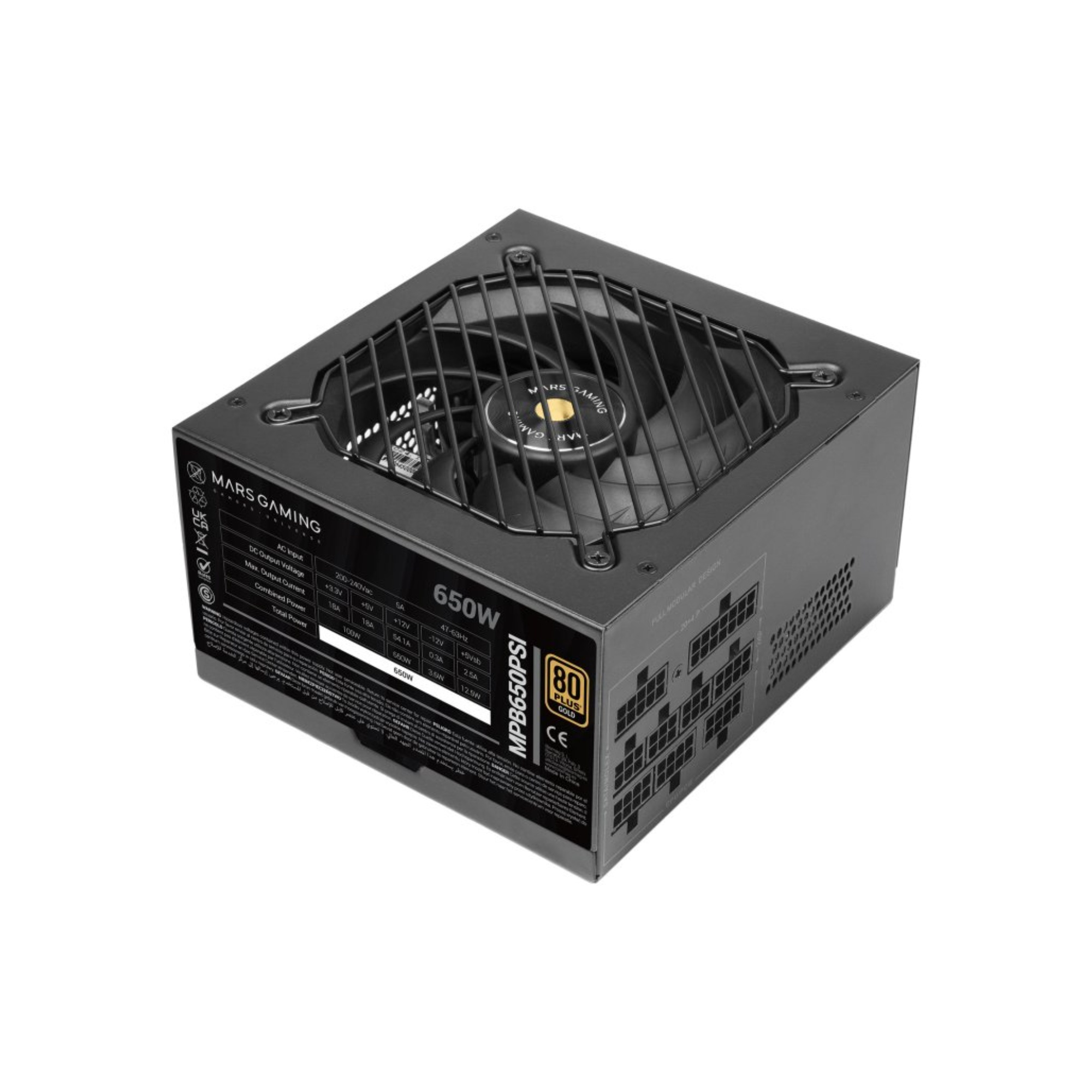 Fuente modular Mars Gaming 650W 80+ Gold ATX3.1 negra